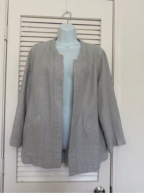 Eileen Fisher Organic Linen Jacket Minimalist Capsule Wardrobe Size M Lagenlook